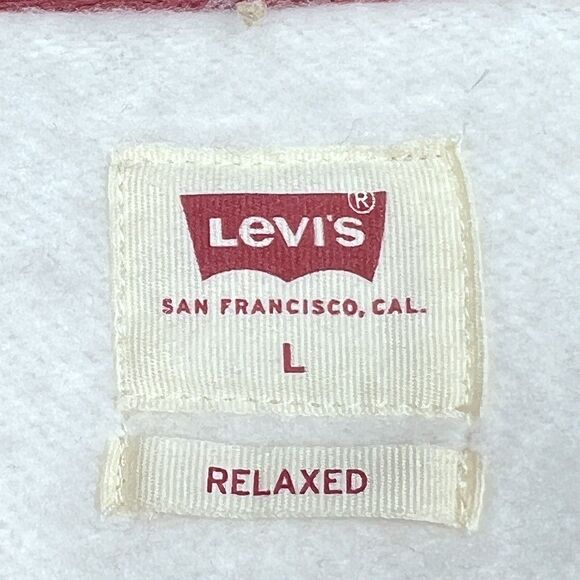 Levis Sweater Mens Large Red White Blue Color block Crew Neck Sweatshirt Relaxed - Picture 11 of 13